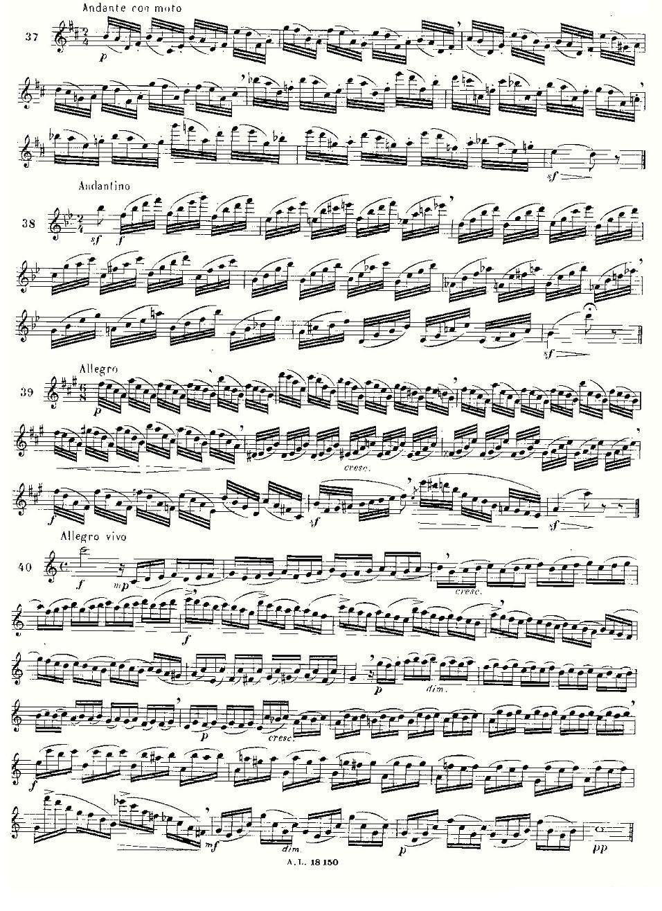 长笛乐谱曲谱 简易音阶练习100首之37-49（moyse - 100 studies after cramer）