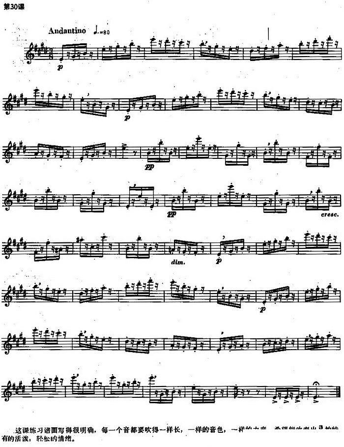 《长笛练习曲100课之第30课 练习谱》 长笛谱