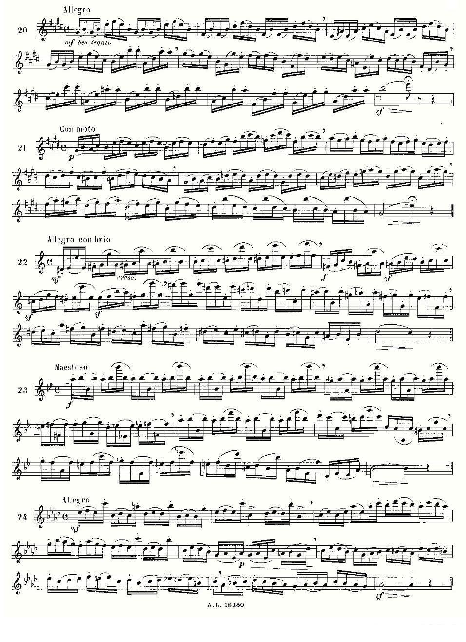 长笛乐谱曲谱 简易音阶练习100首之20-36（moyse - 100 studies after cramer）