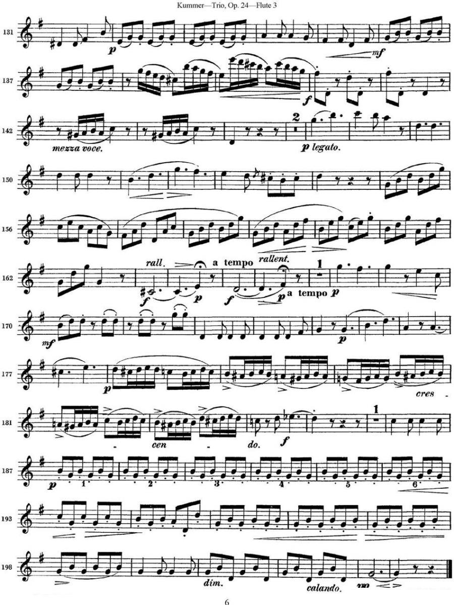 《库默长笛三重奏Op.24》长笛谱