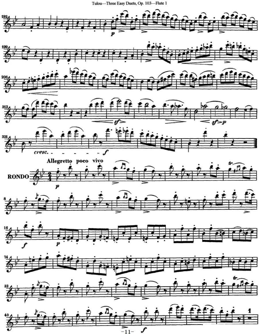 曲谱《图露三首长笛简易重奏曲Op.103》