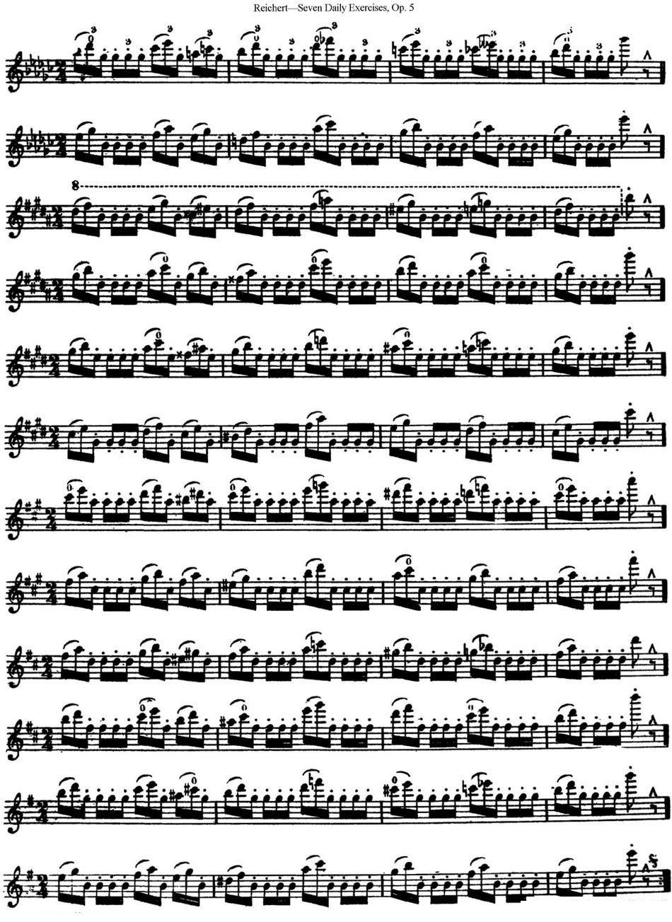 《瑞澈特七首每日长笛练习曲Op.5》长笛谱