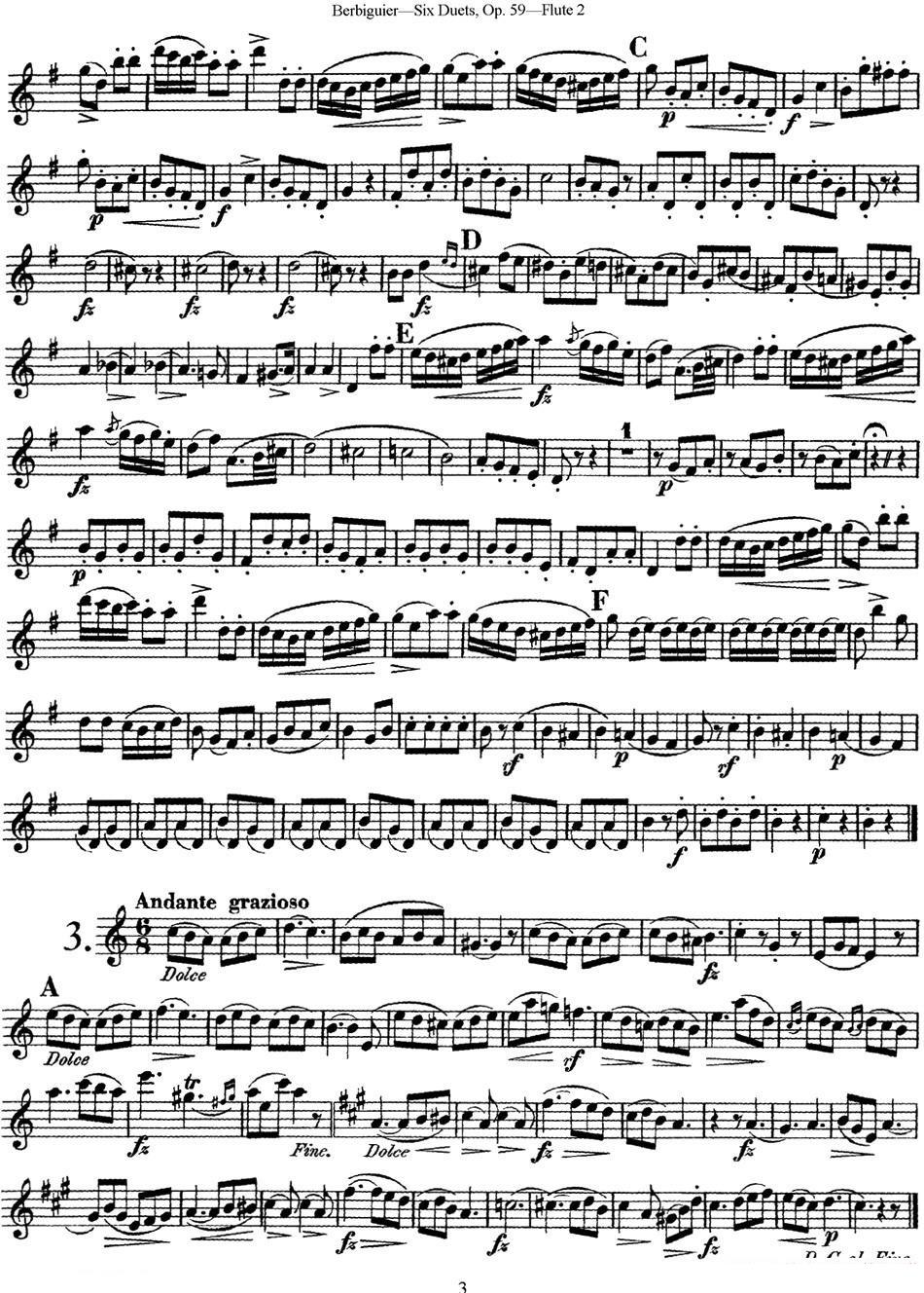 《博比格6首长笛二重奏练习曲Op.59》长笛谱