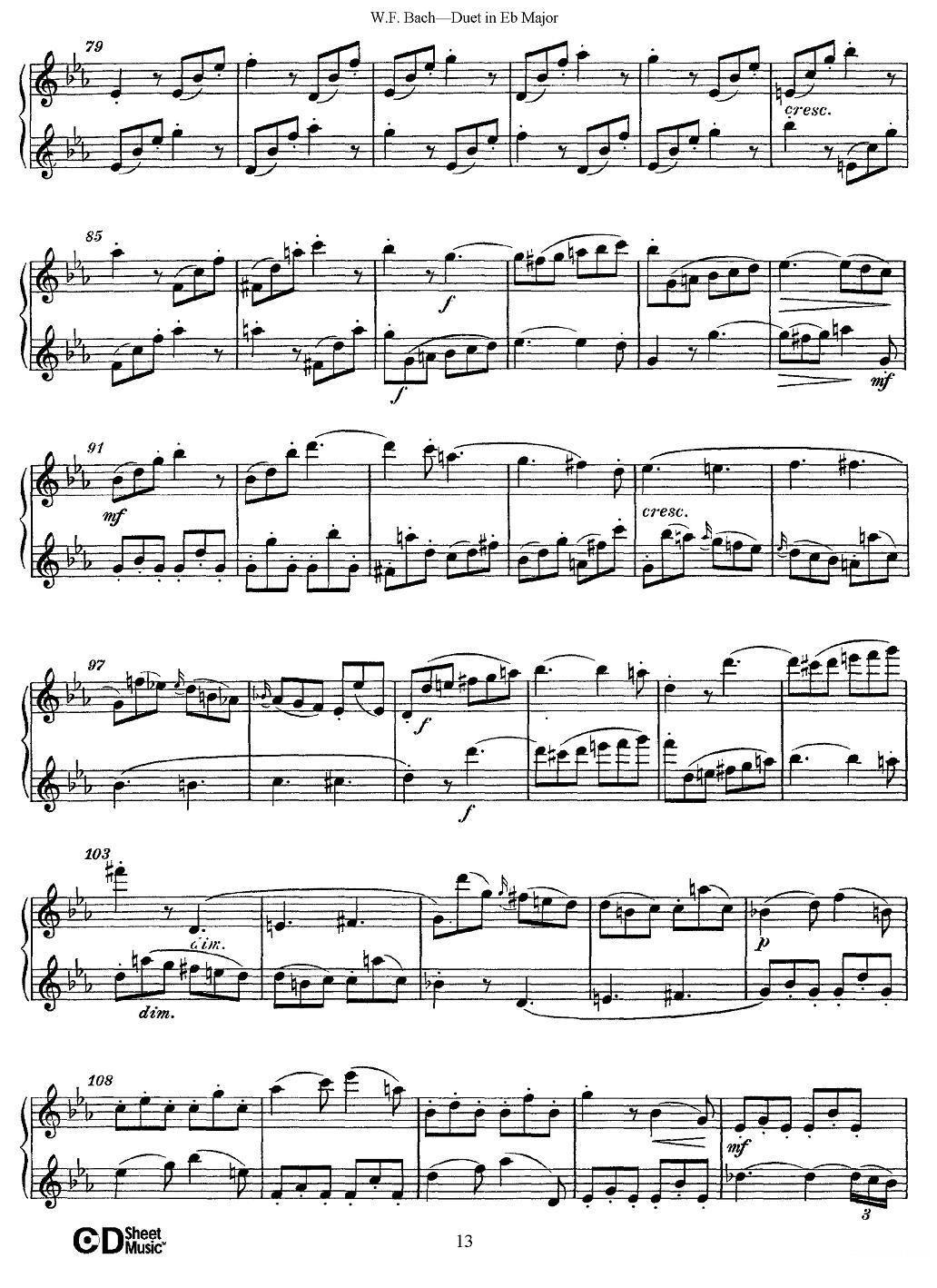 《Eb大调二重奏》长笛谱（第13页）