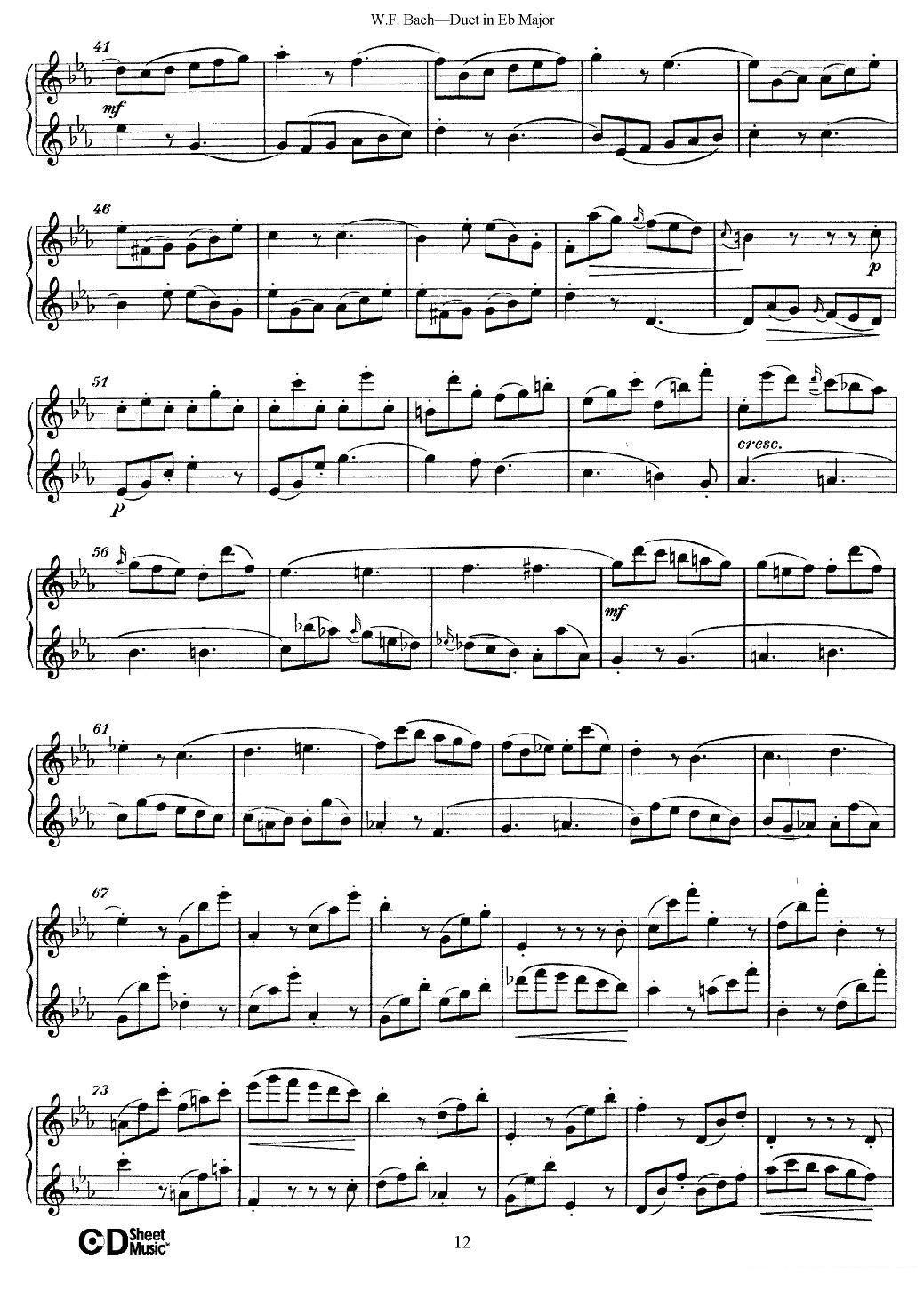 《Eb大调二重奏》长笛谱（第12页）