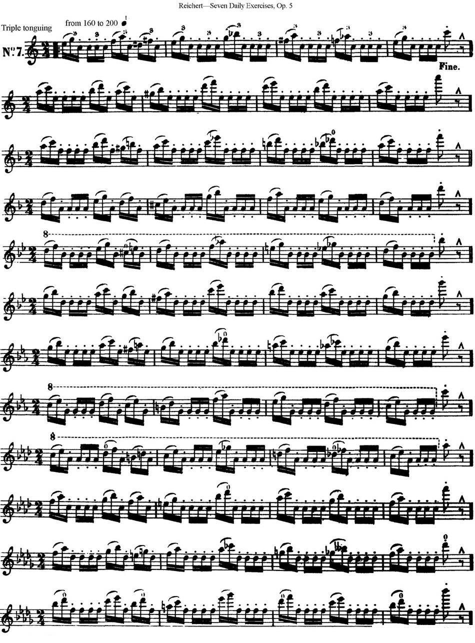 《瑞澈特七首每日长笛练习曲Op.5》长笛谱