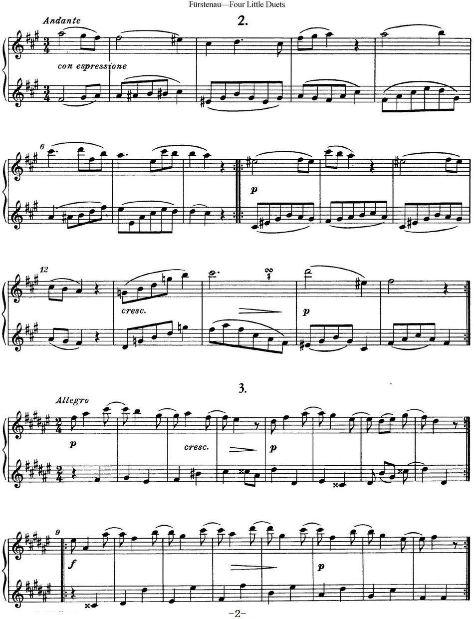 《福斯特劳长笛重奏4小段》长笛谱
