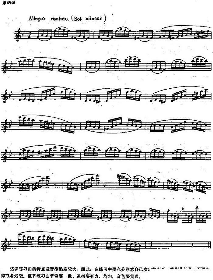 长笛乐谱曲谱 长笛练习曲100课之第45课 （音型跳度较大）