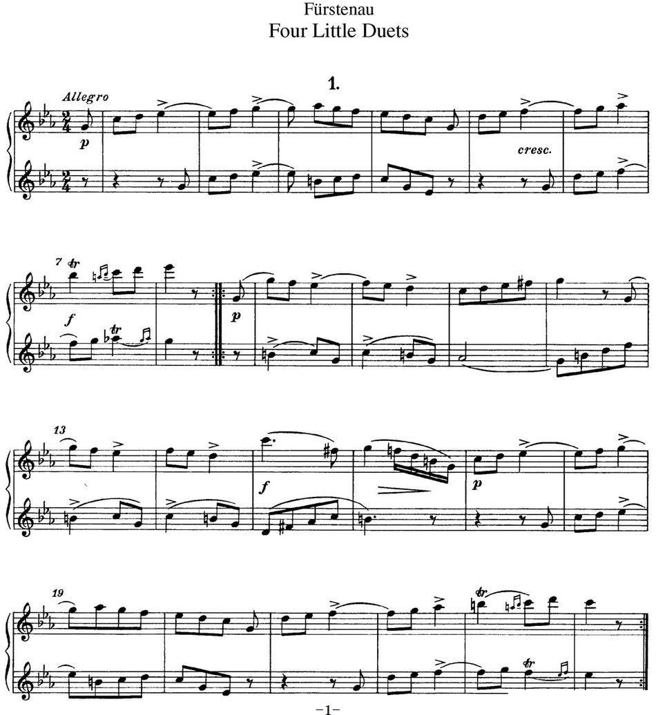 长笛乐谱曲谱 福斯特劳长笛重奏4小段