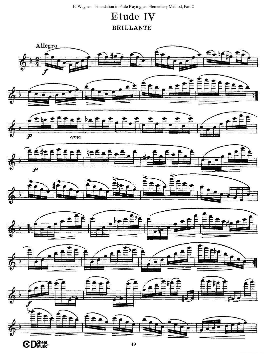 长笛乐谱曲谱 长笛演奏基础教程练习（Etude 4）