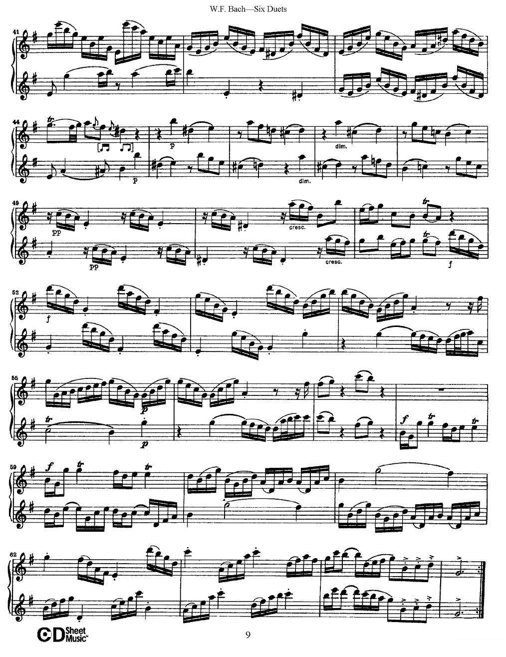 曲谱《W.F.巴赫—六首二重奏练习曲》（第3页）