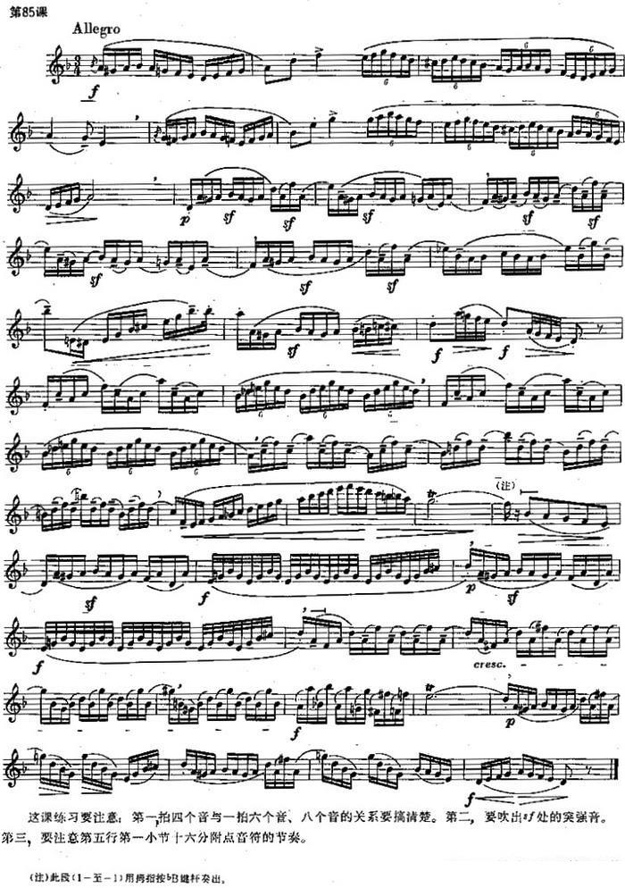 《长笛练习曲100课之第85课》 长笛谱