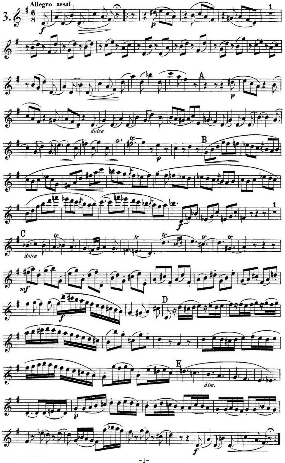 长笛乐谱曲谱 库劳长笛二重奏练习曲Op.10——Flute 2（No.3）
