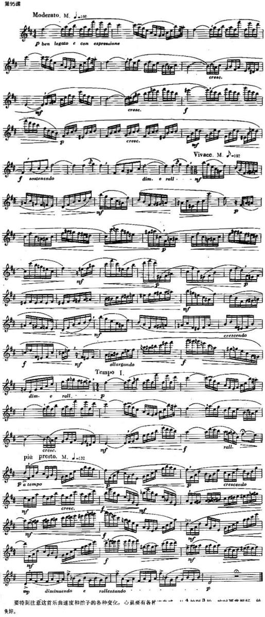 《长笛练习曲100课之第95课》 长笛谱