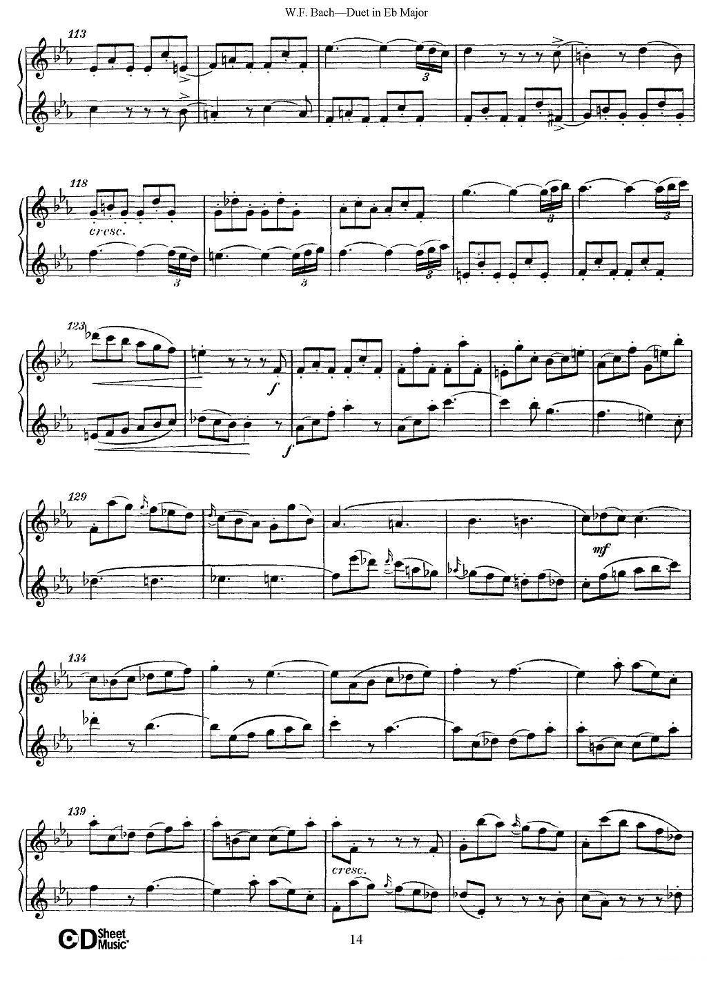 《Eb大调二重奏》长笛谱（第14页）