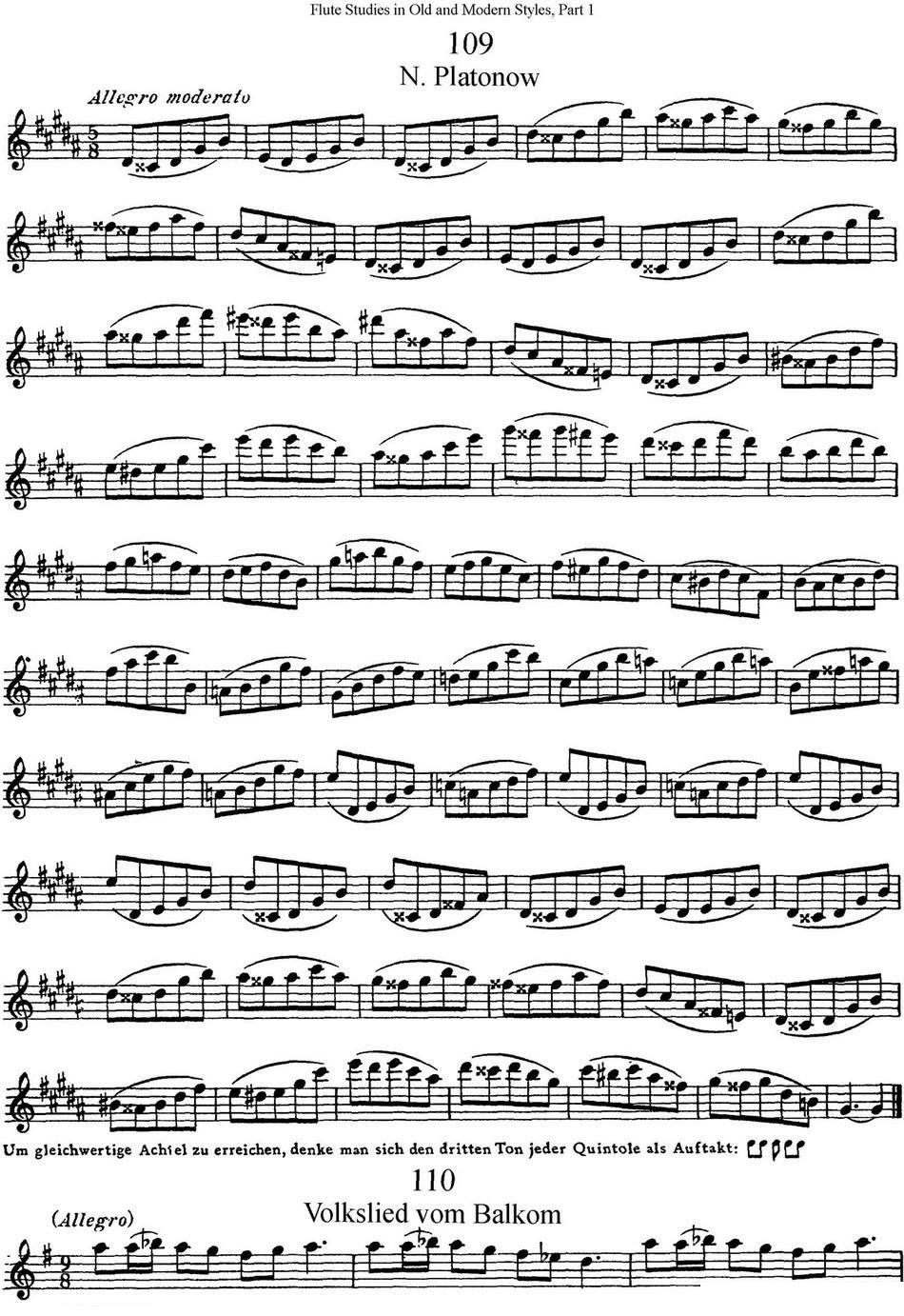 长笛乐谱曲谱 斯勒新老风格长笛练习重奏曲（第一部分）（NO.109-NO.111）