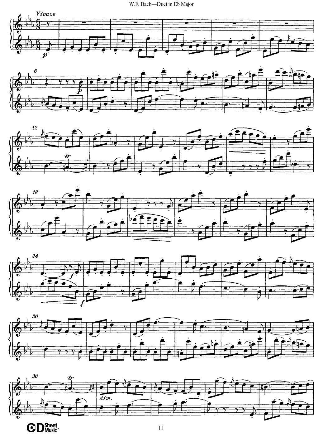 《Eb大调二重奏》长笛谱（第11页）