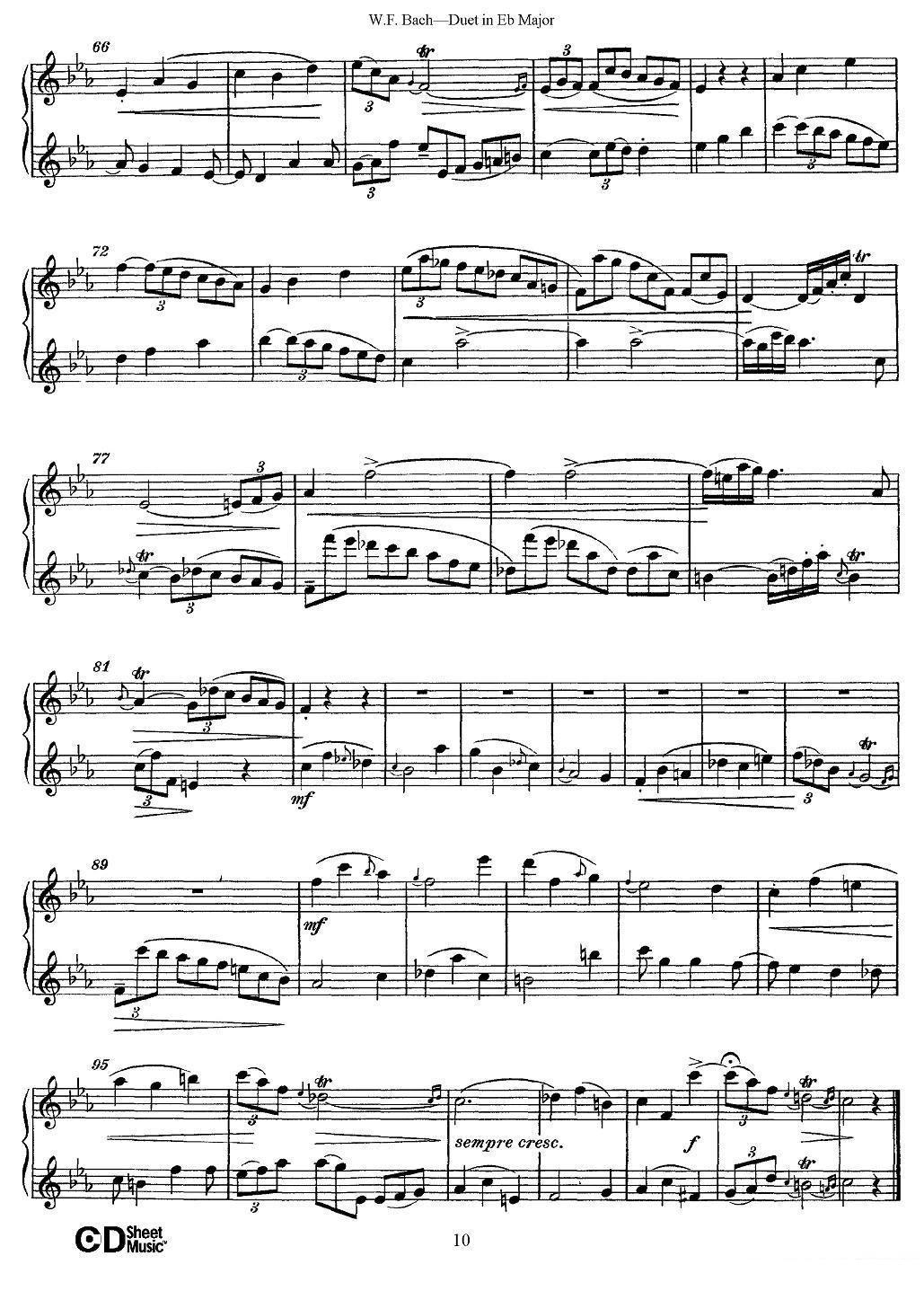 《Eb大调二重奏》长笛谱（第10页）