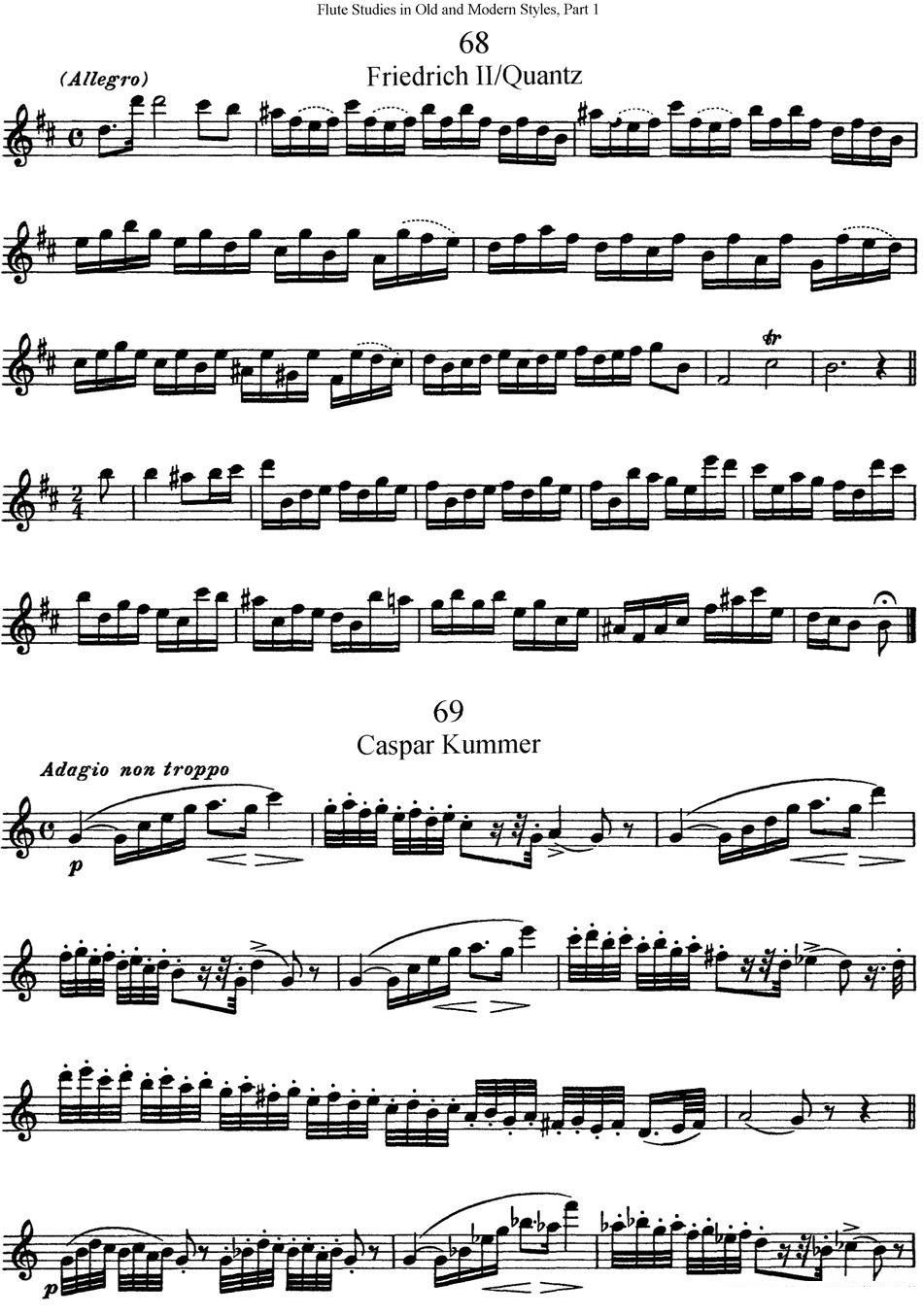 长笛乐谱曲谱 斯勒新老风格长笛练习重奏曲（第一部分）（NO.68-NO.70）