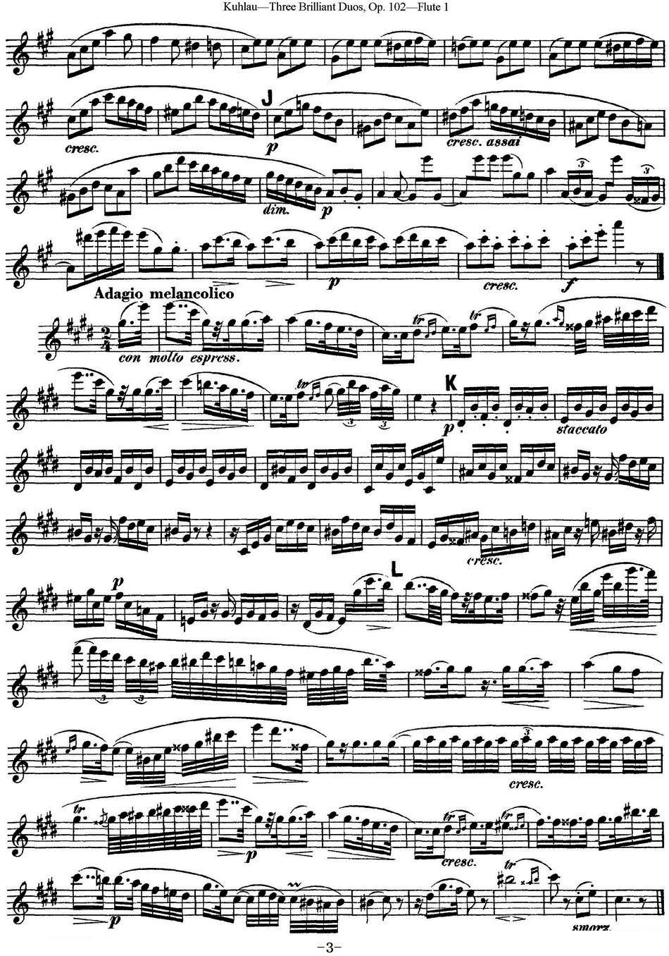 《库劳长笛二重奏练习三段OP.102——Flute 1》长笛谱