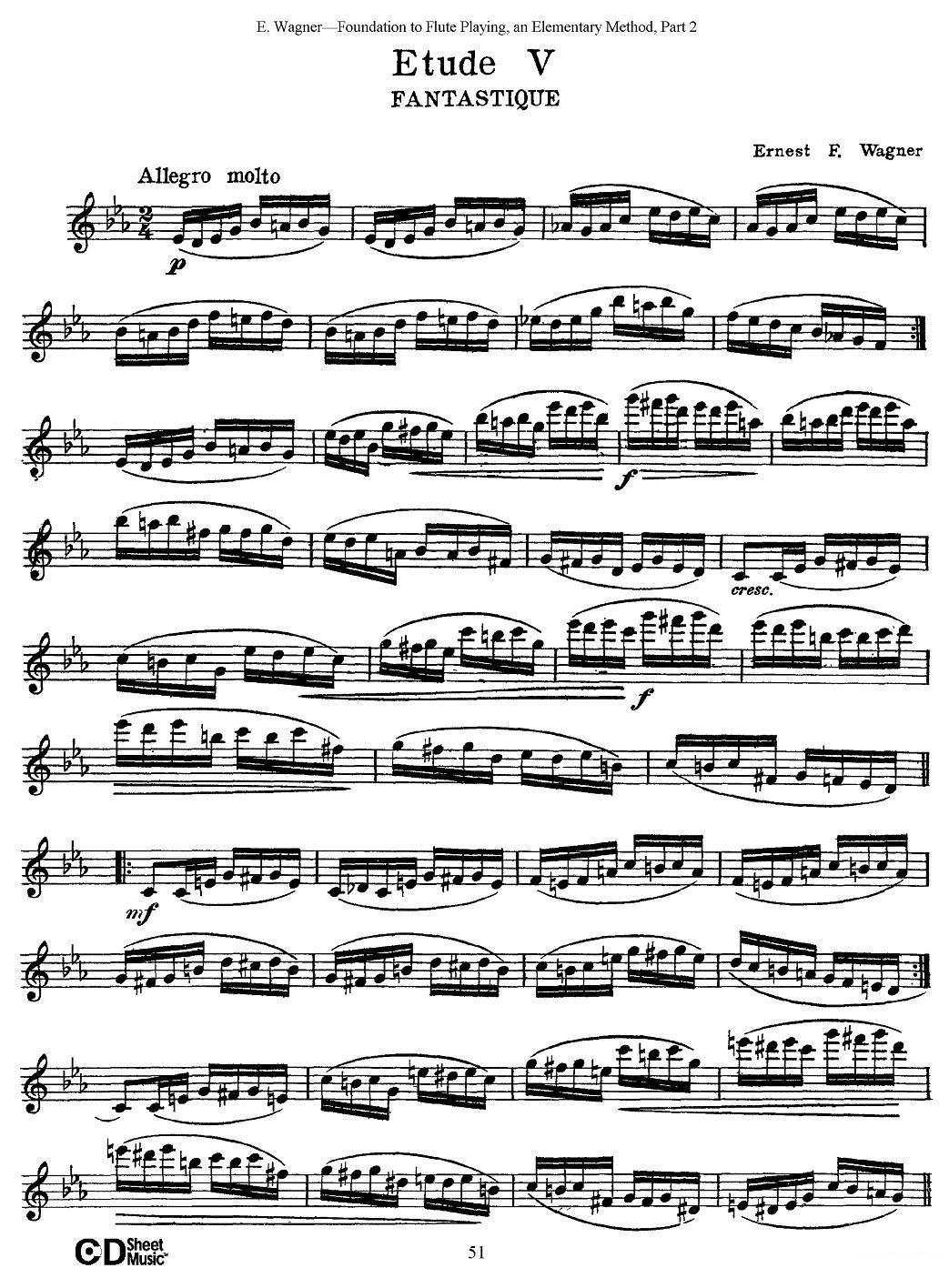 长笛乐谱曲谱 长笛演奏基础教程练习（Etude 5）