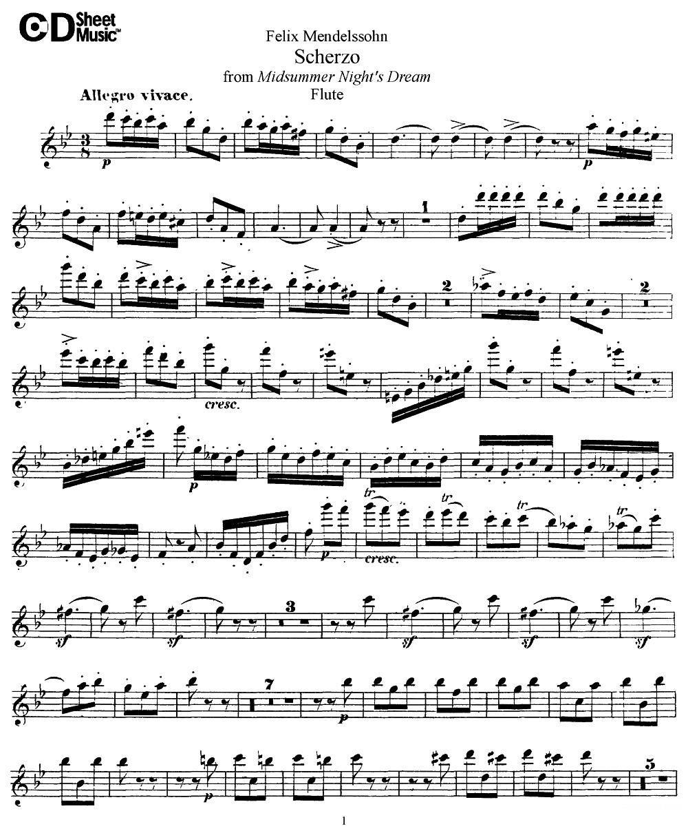 《Scherzo》长笛谱（第1页）