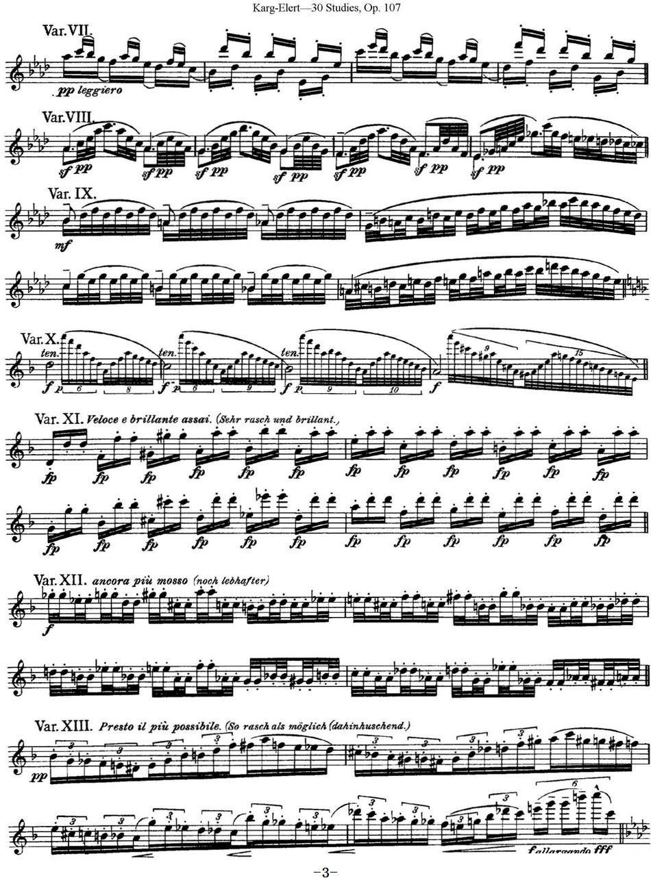 《卡-伊勒特30首长笛练习曲Op.107》长笛谱
