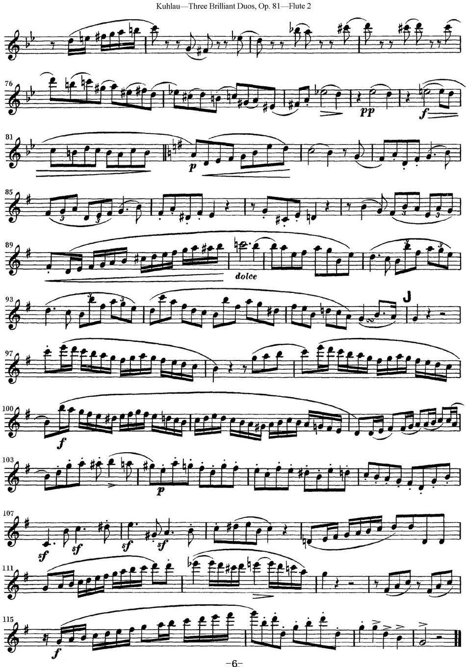 《库劳长笛二重奏练习三段OP.81——Flute 2》长笛谱