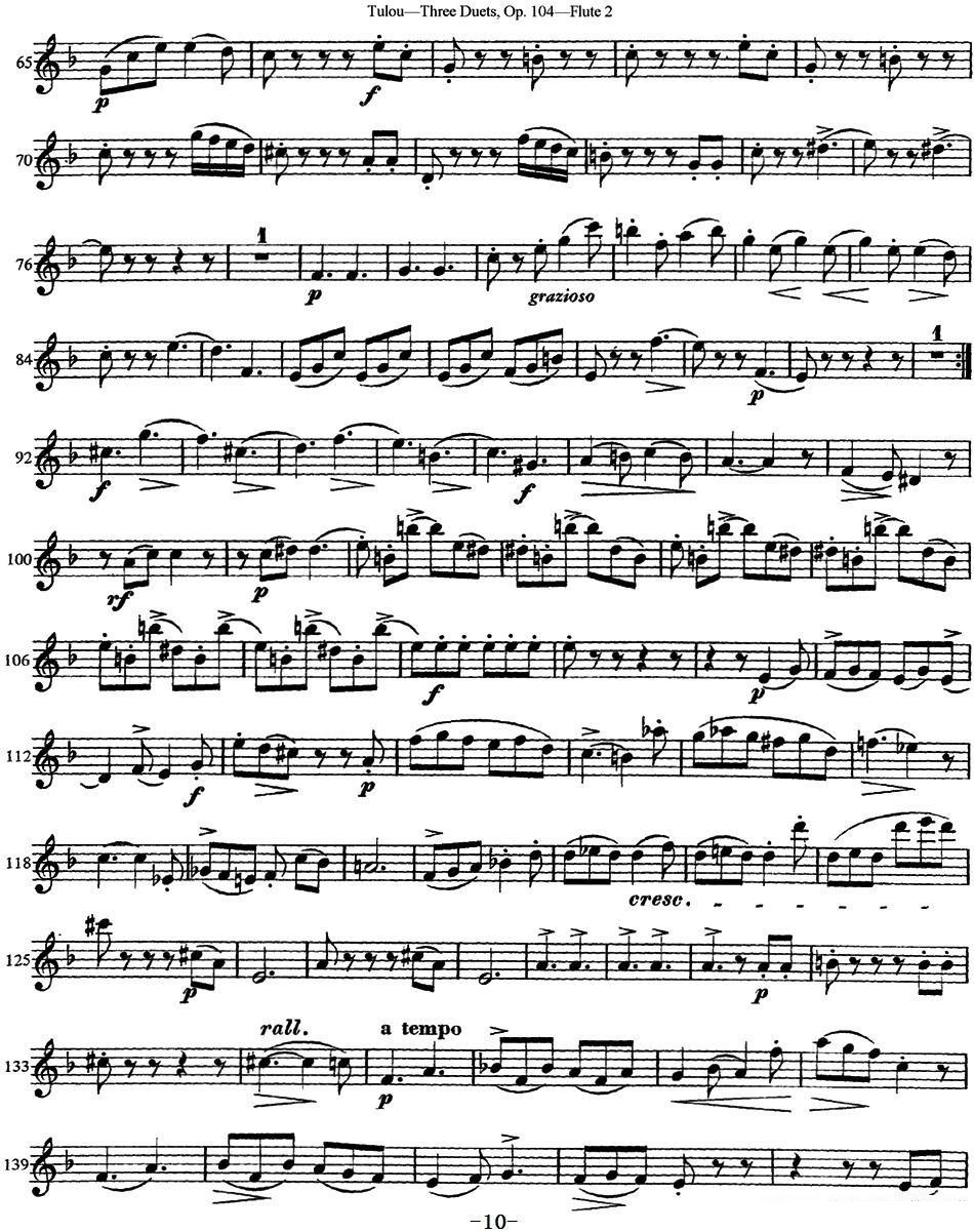 曲谱《图露三首长笛简易重奏曲Op.104》