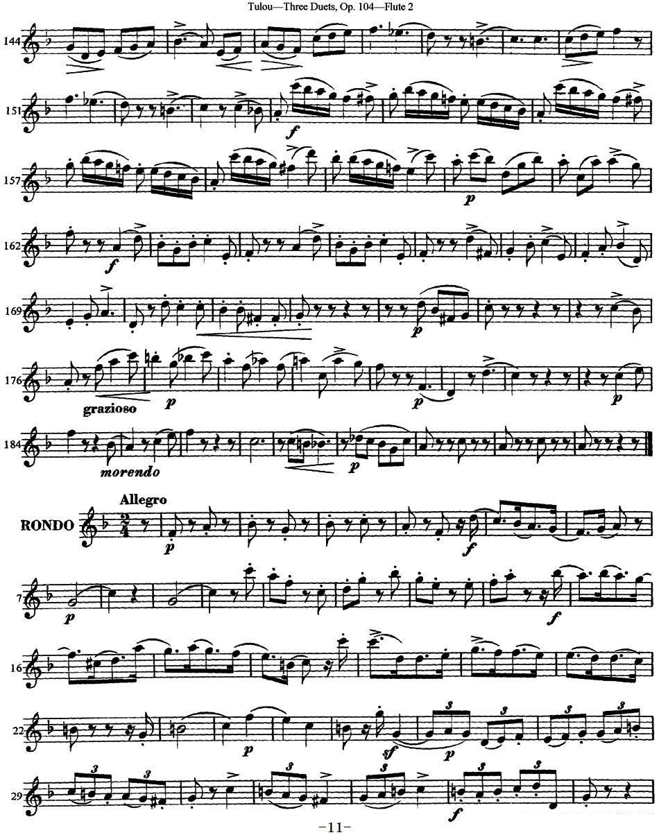 曲谱《图露三首长笛简易重奏曲Op.104》