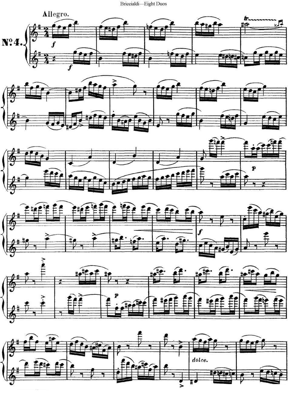 长笛乐谱曲谱 8首博瑞西亚第长笛二重奏（NO.4）
