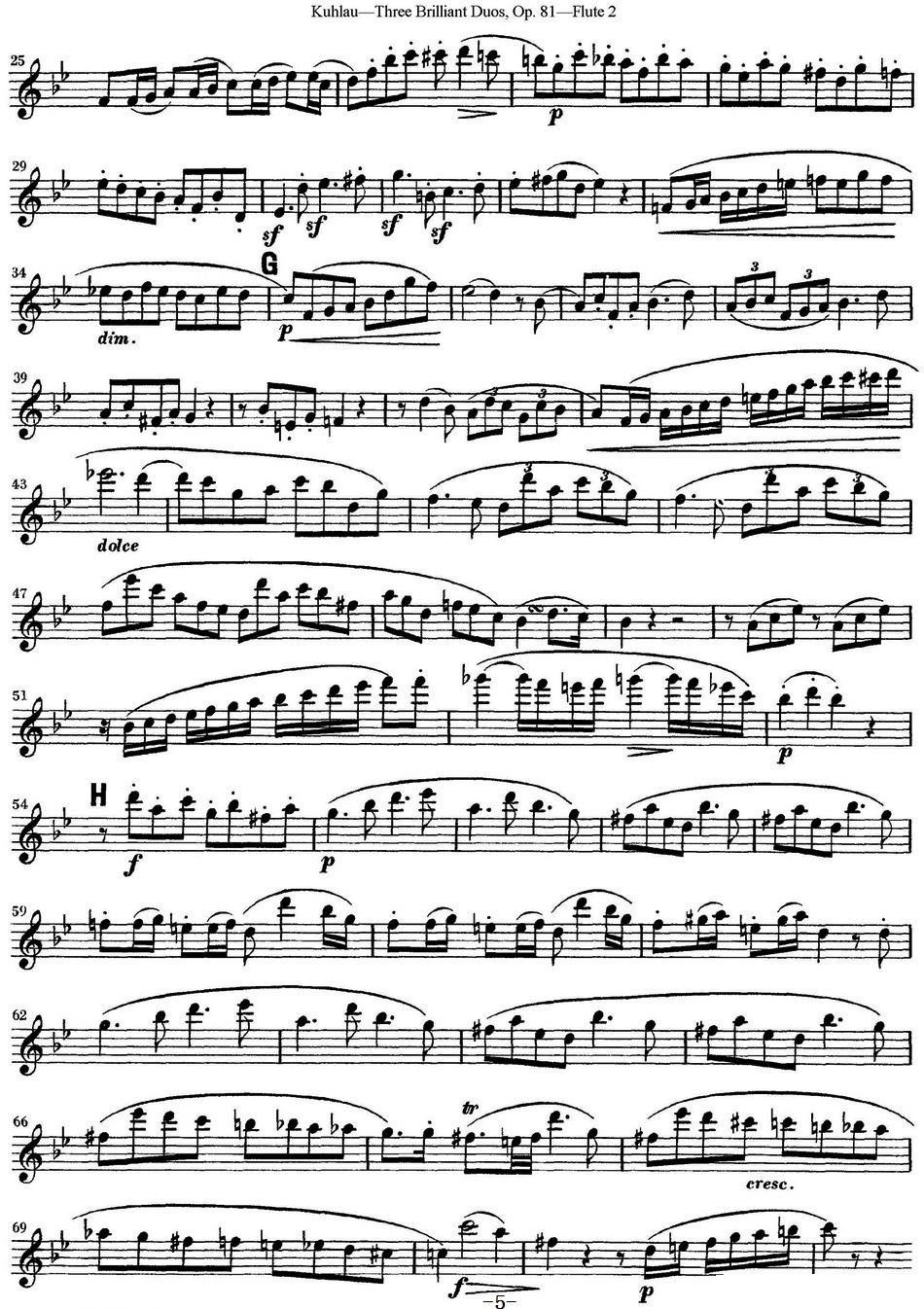 《库劳长笛二重奏练习三段OP.81——Flute 2》长笛谱