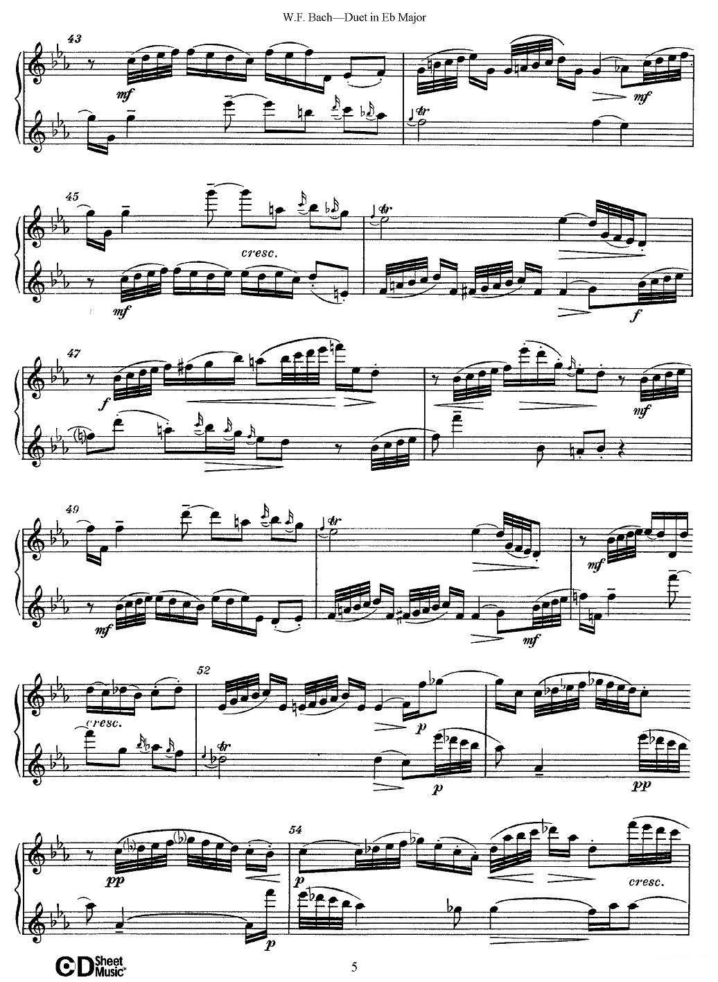 《Eb大调二重奏》长笛谱（第5页）