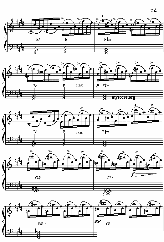 《即兴幻想曲》电子琴谱（第2页）