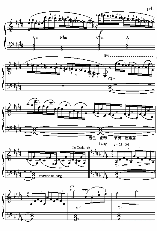 《即兴幻想曲》电子琴谱（第4页）