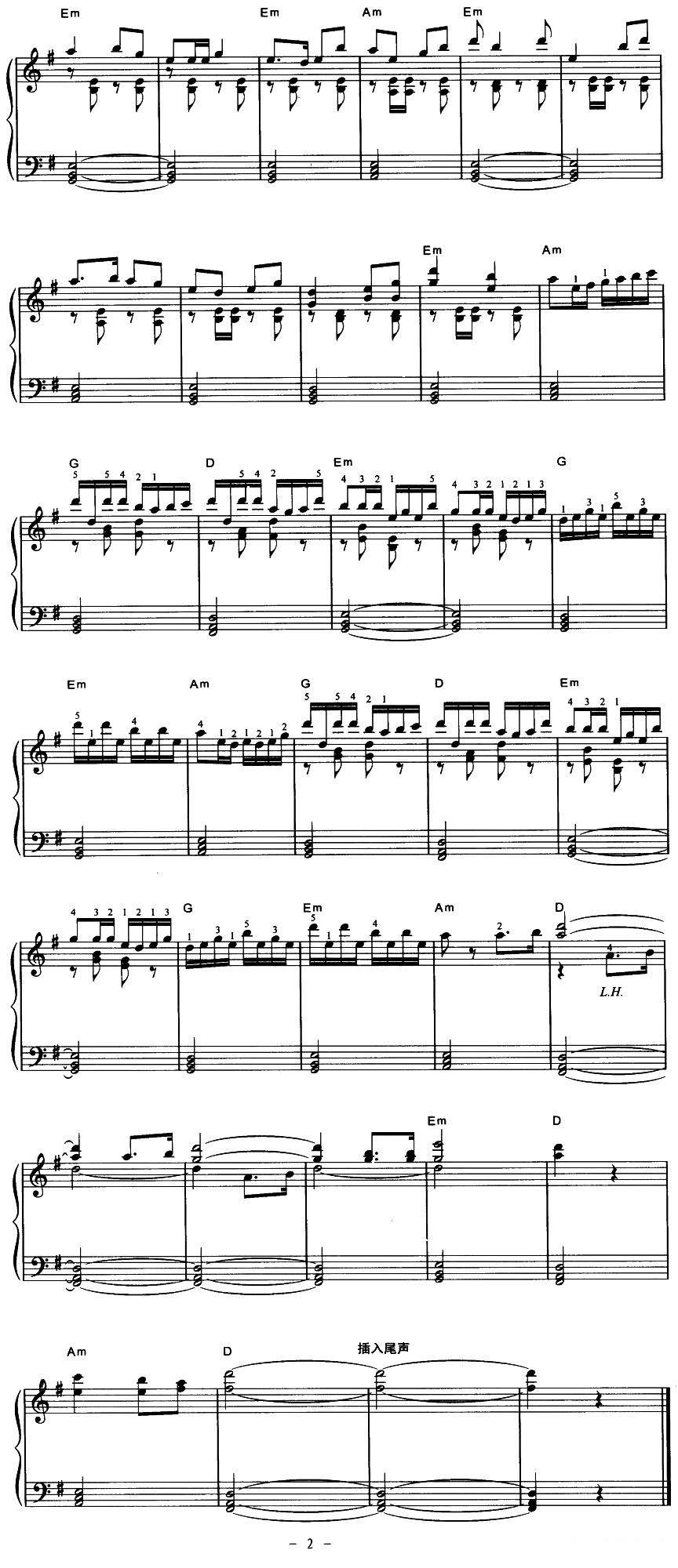 《小号手之歌》电子琴谱（第2页）