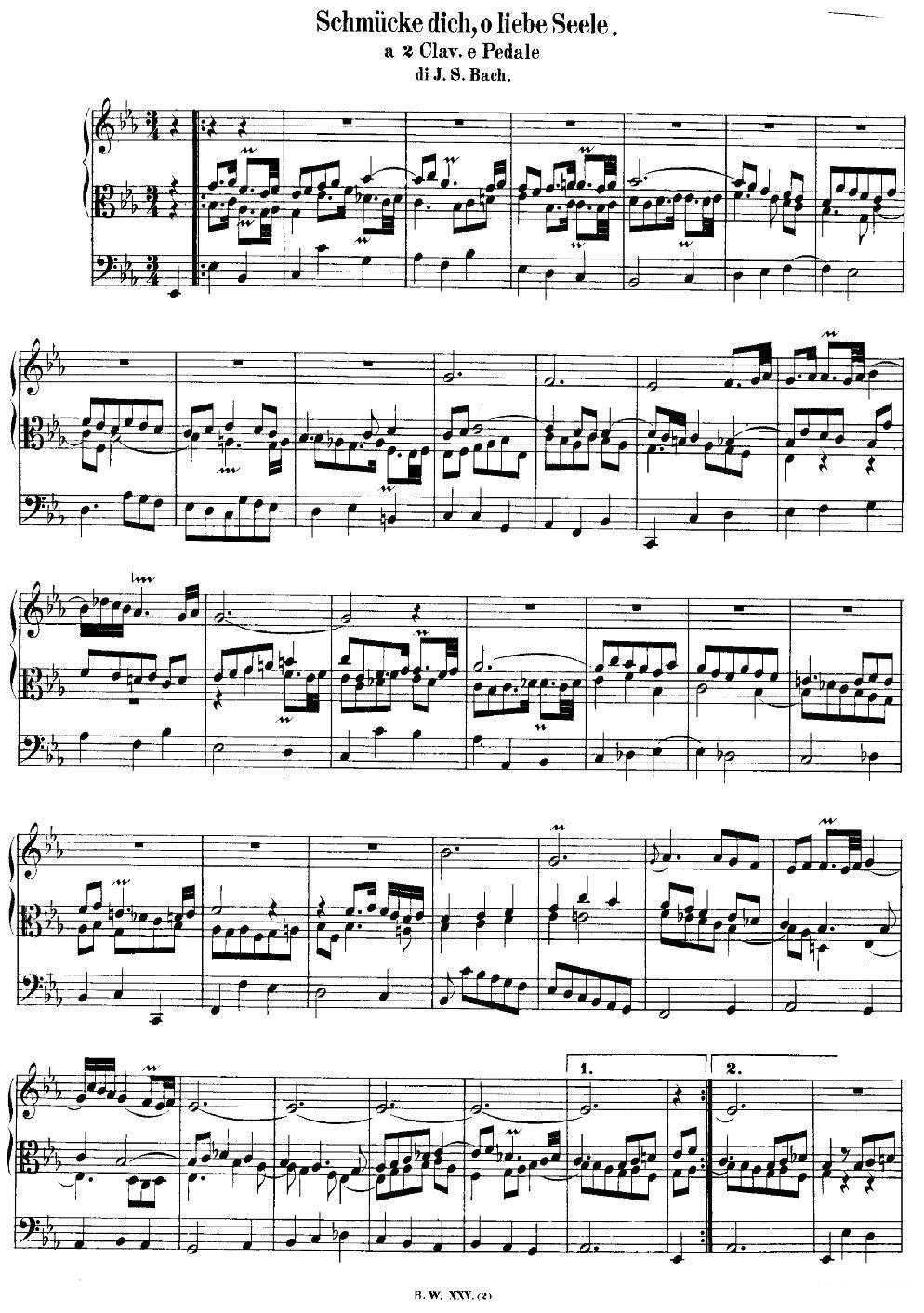 电子琴乐谱琴谱 巴赫18首赞美诗前奏曲（4）（双排键电子琴）