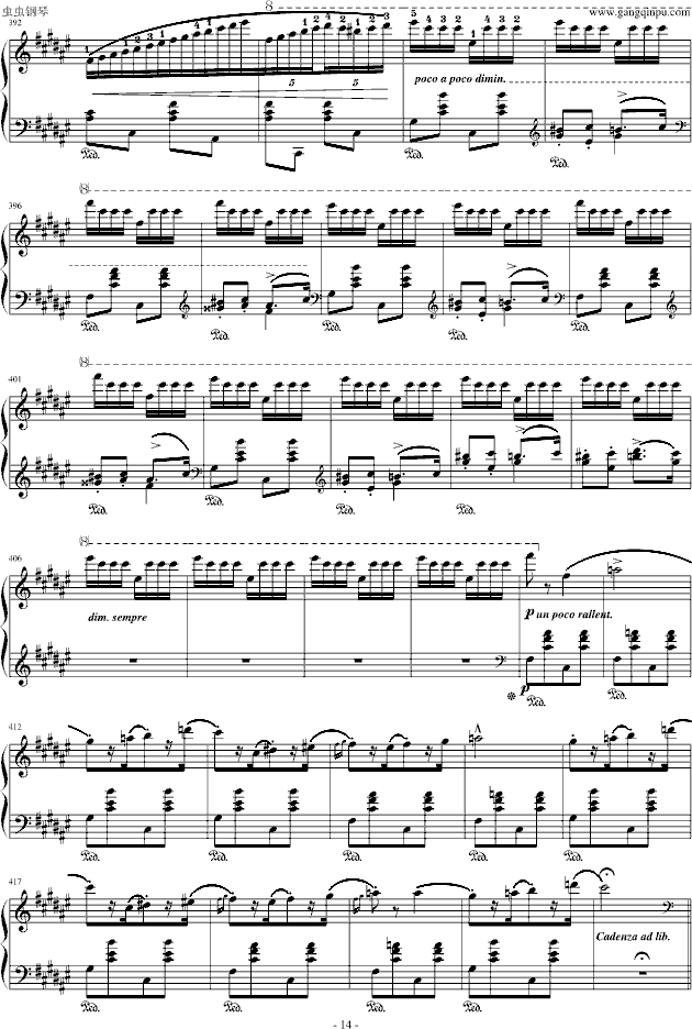 《匈牙利狂想曲第2号》钢琴谱（第14页）