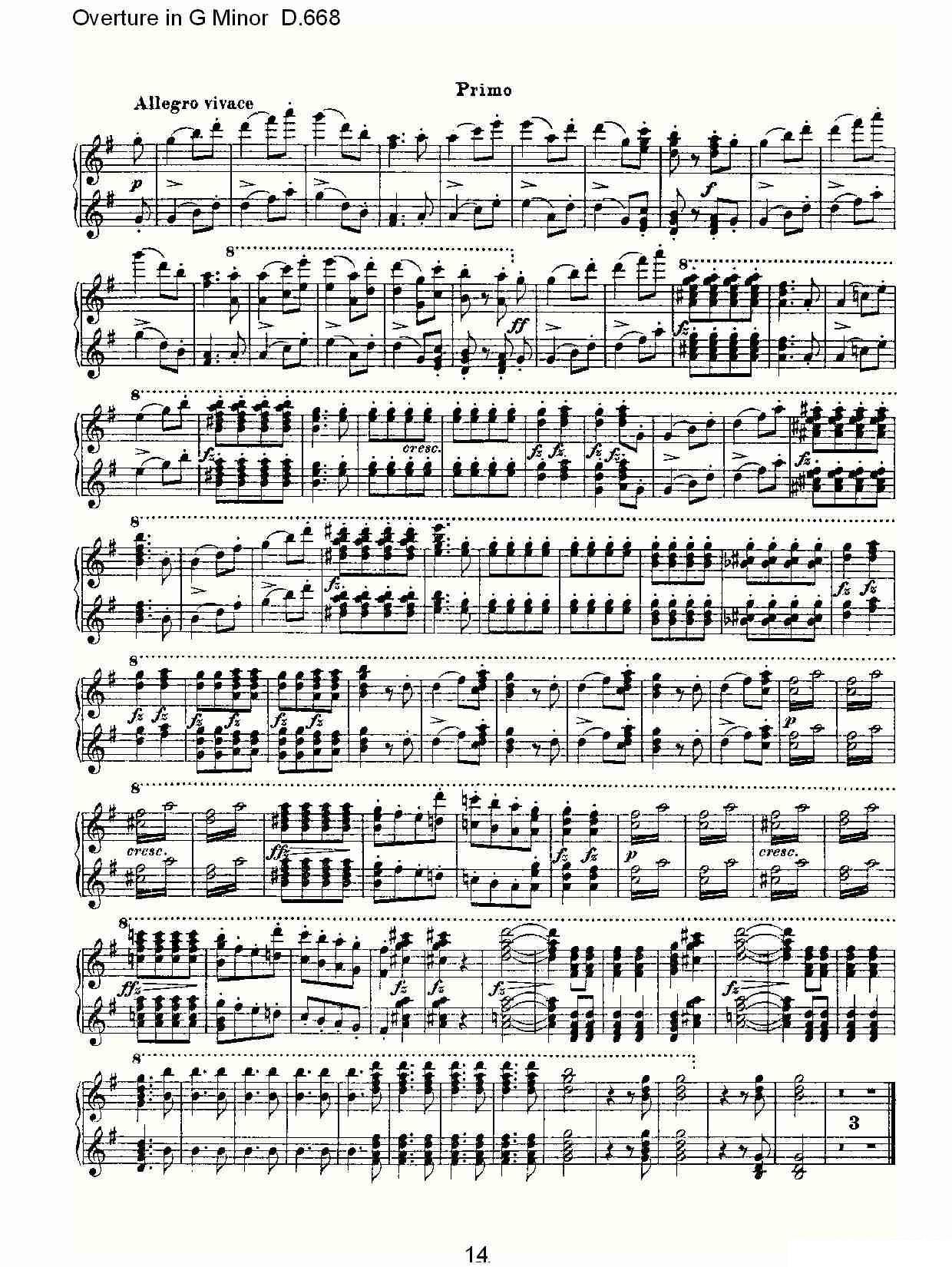 弗朗兹·舒柏特《Overture in G Minor D.668》钢琴谱（第14页）