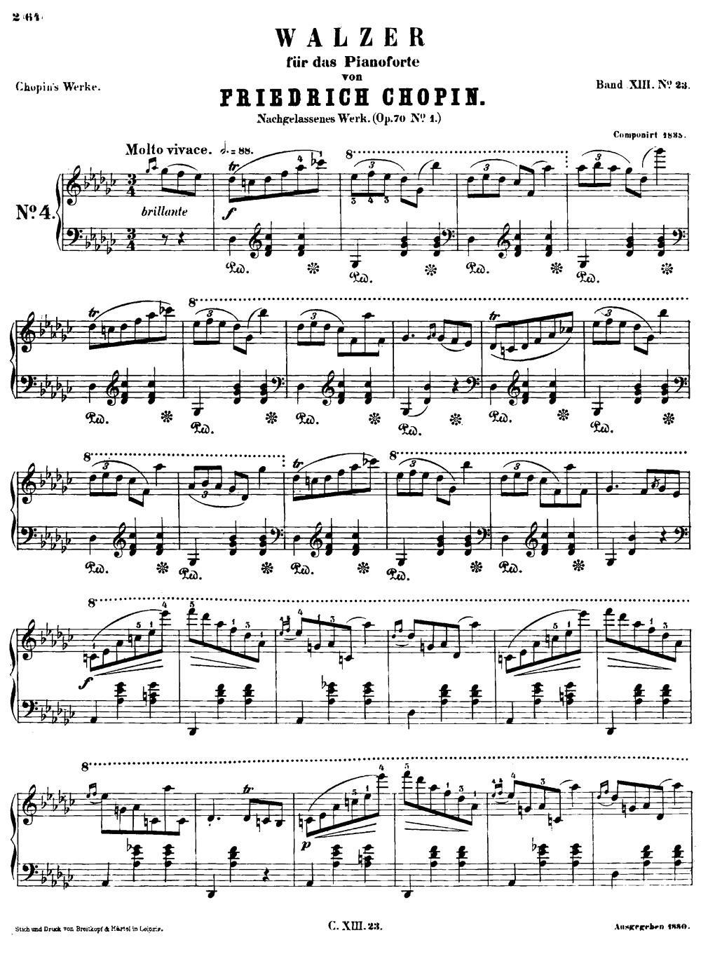 钢琴曲谱 降G大调圆舞曲Op.70-1