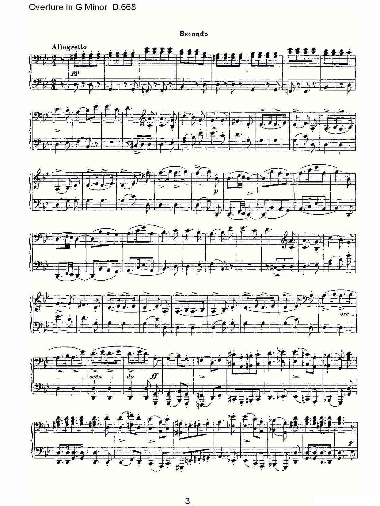 弗朗兹·舒柏特《Overture in G Minor D.668》钢琴谱（第3页）