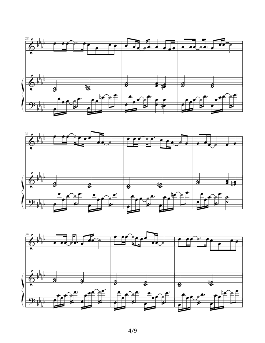 《夜曲》钢琴谱（第4页）