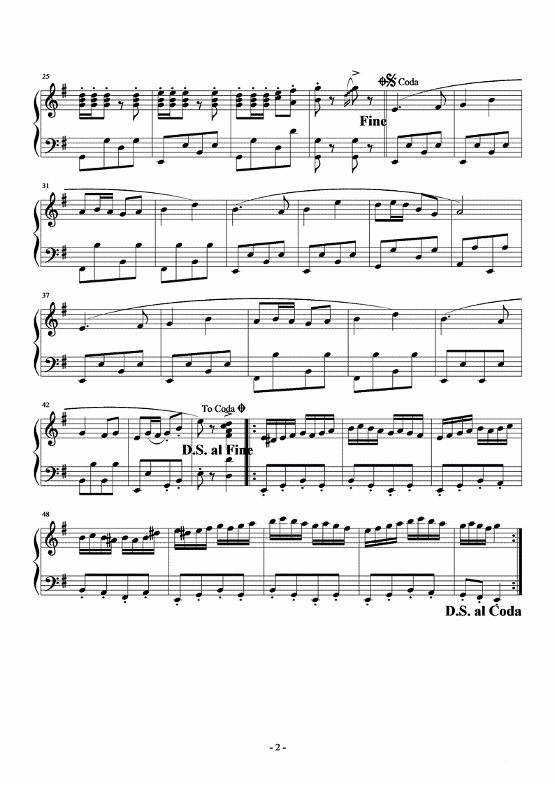 《欢乐》钢琴谱（第2页）