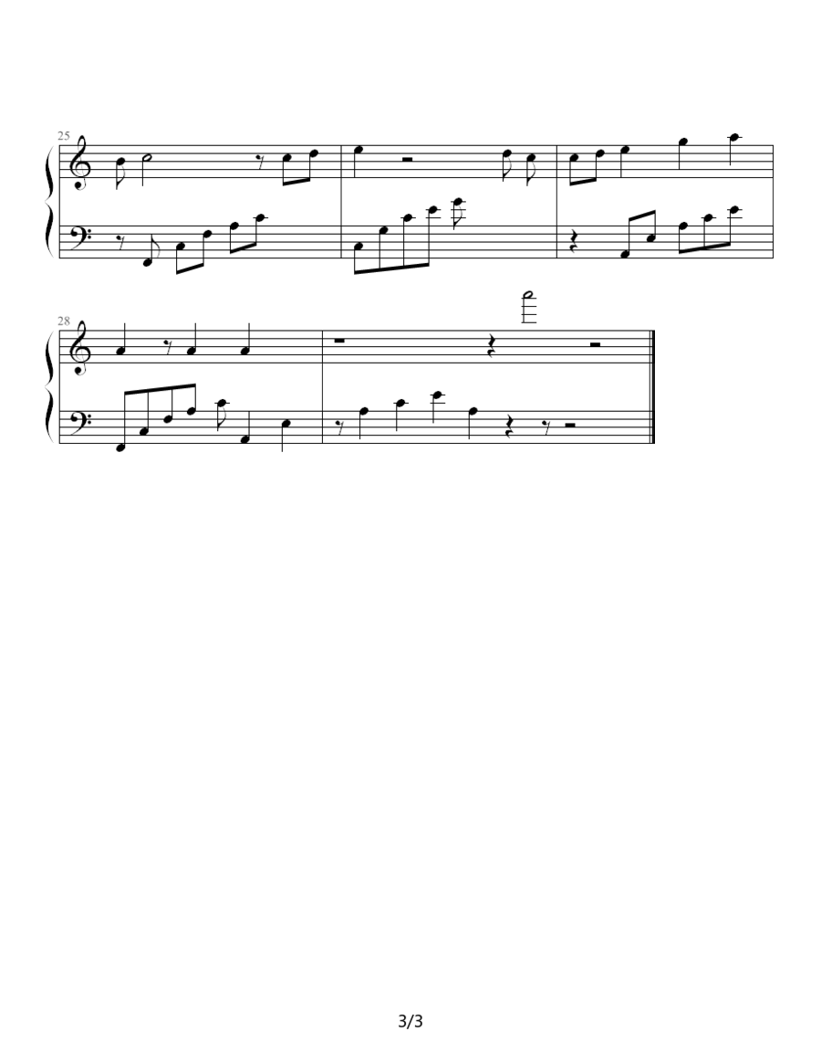 《孤独的旋律》钢琴谱（第3页）