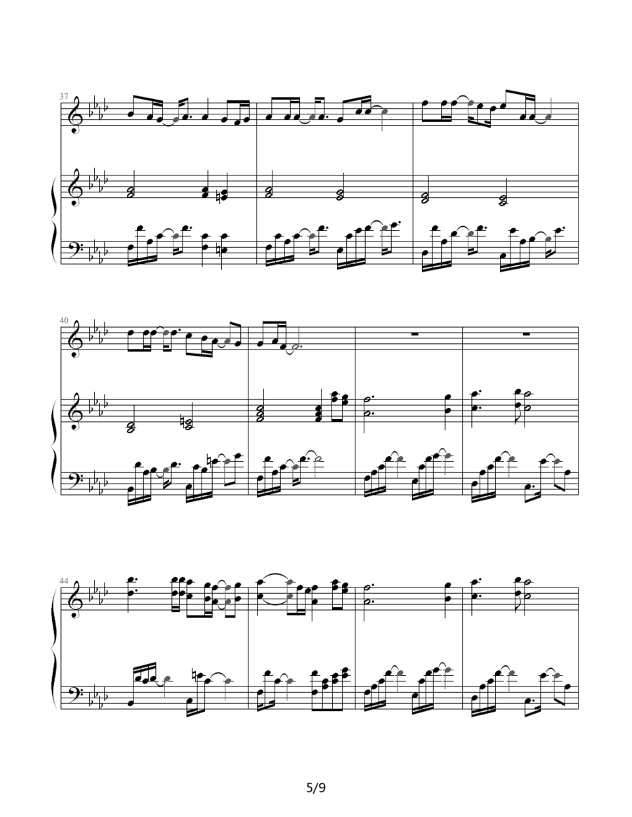 《夜曲》钢琴谱（第5页）