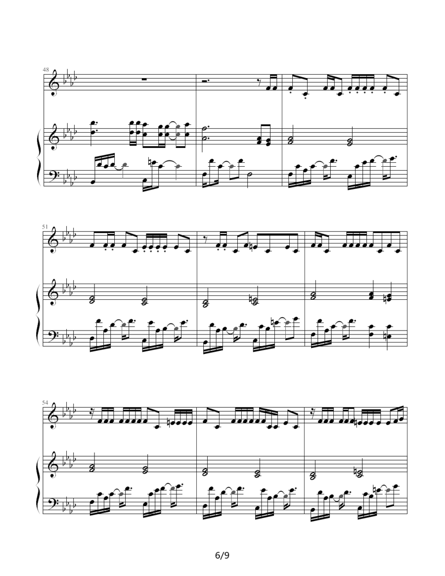《夜曲》钢琴谱（第6页）