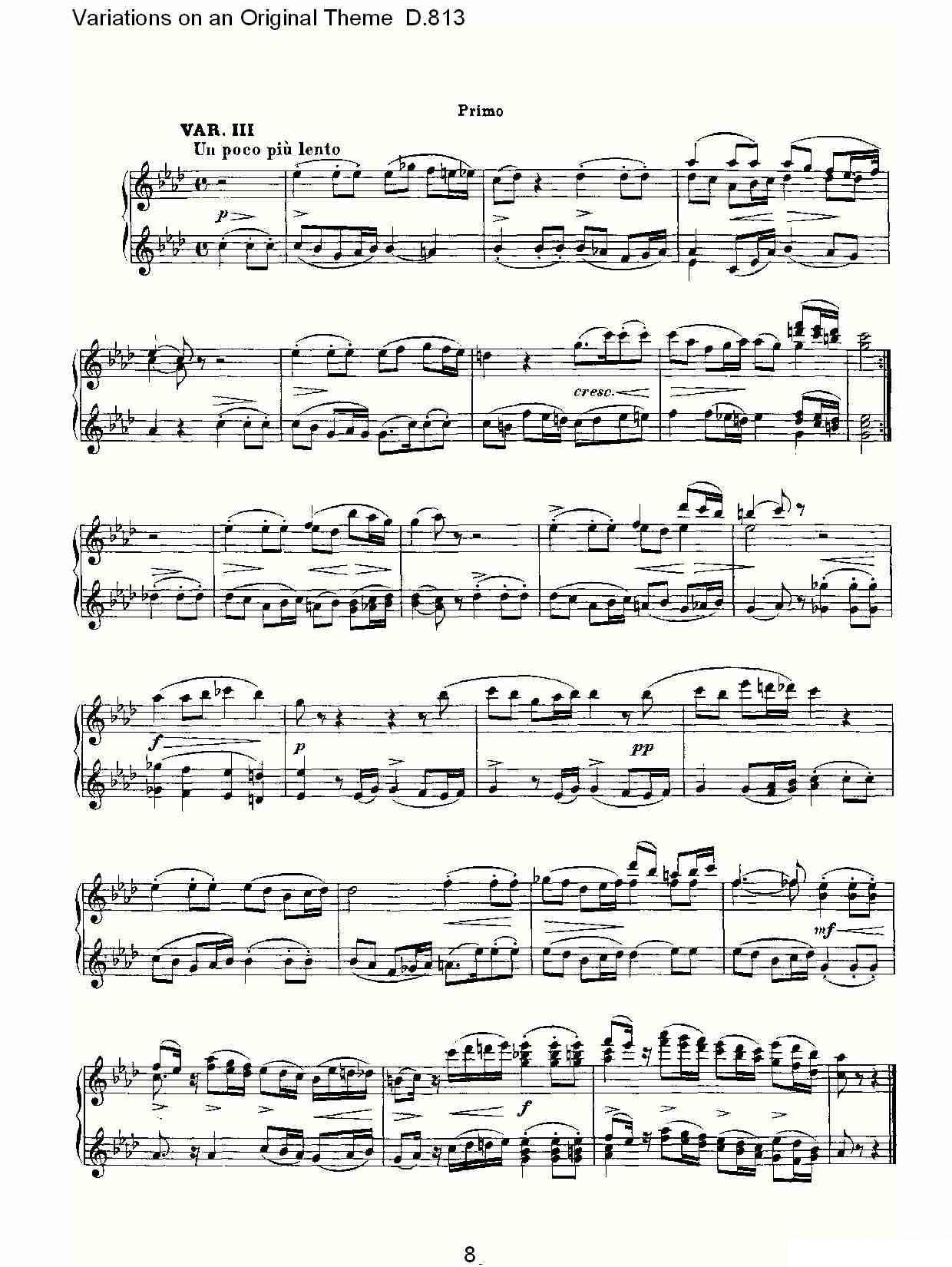 《Variations on an Original Theme D.813》钢琴谱（第8页）