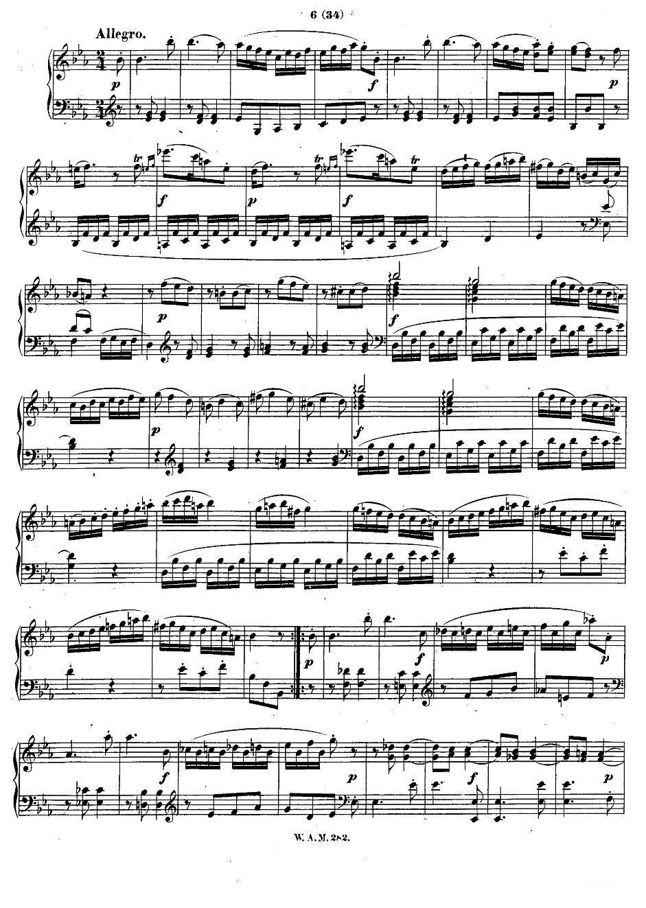 《降E大调第四钢琴奏鸣曲 KV.282》钢琴谱（第5页）