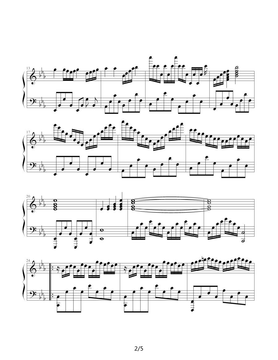 《灰色天空》钢琴谱（第2页）