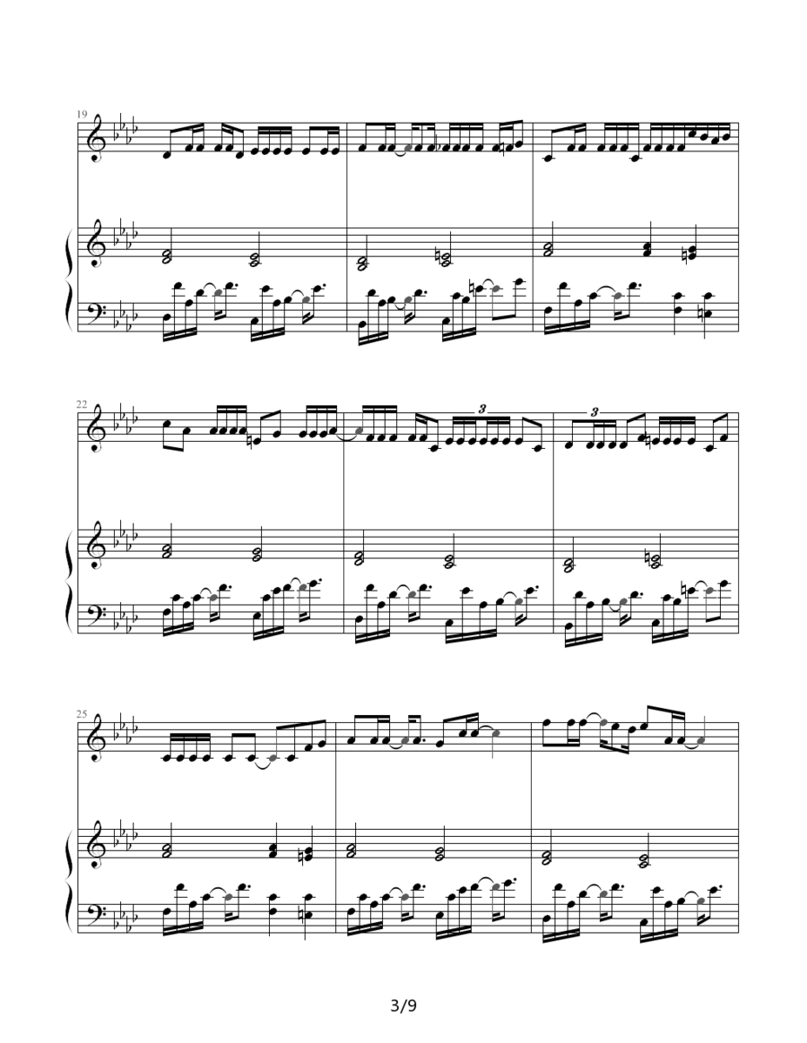 《夜曲》钢琴谱（第3页）
